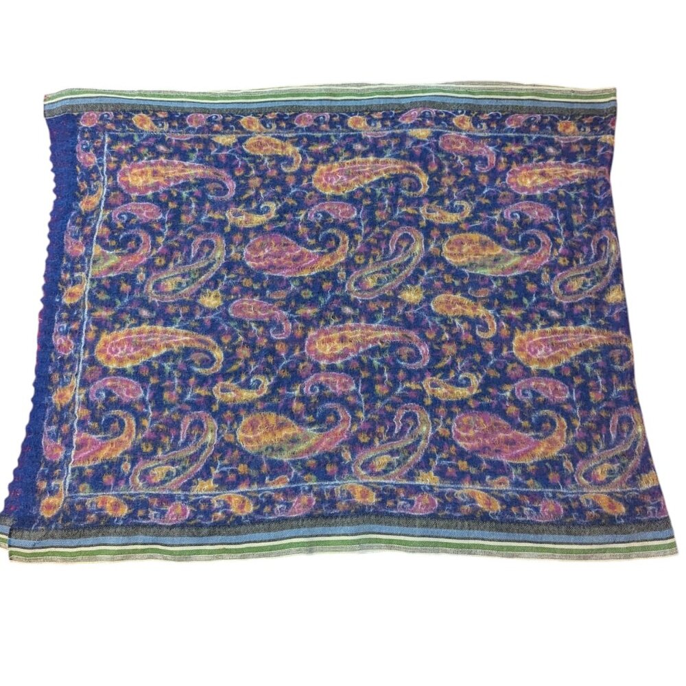 Paisley Wool Cashmere Scarf Wrap Boho Coastal Cowgirl Coastal‎ Lagenlook